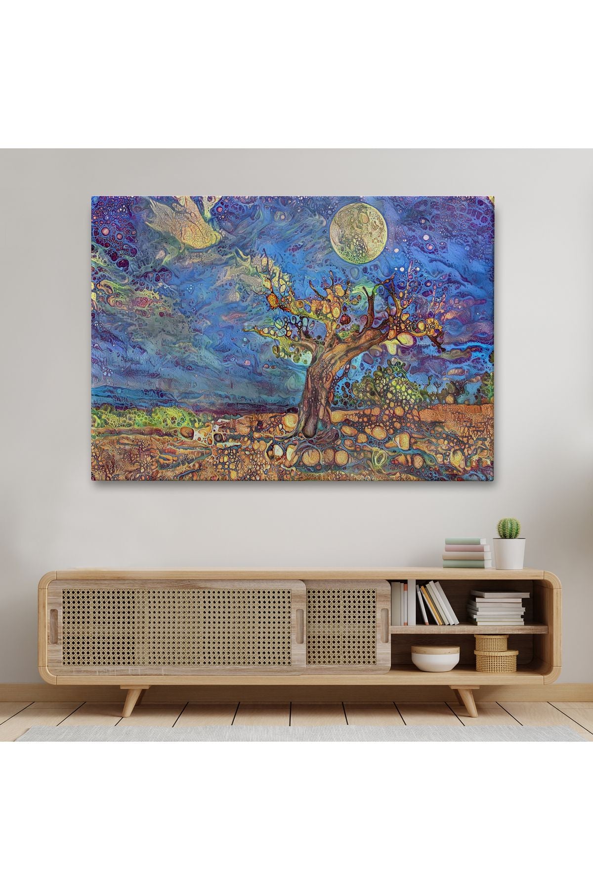 Yaşlı Ağaç ile Sihirli Moderd Manzara Duvar Tablosu-3504