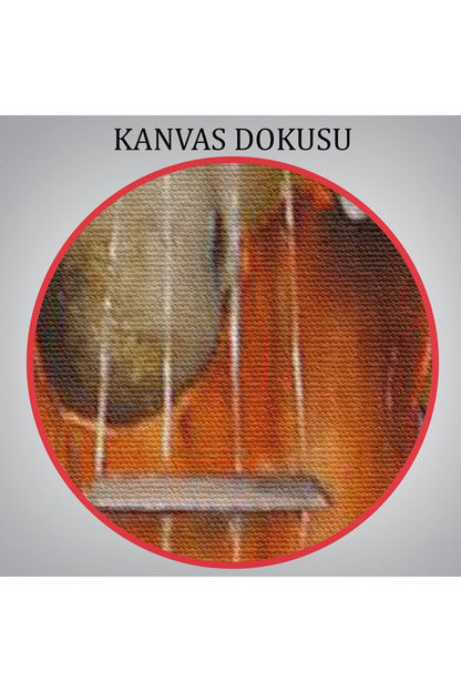 Violin Kadın Kanvas Duvar Tablosu, Kadın Keman Sanatı, Suluboya Tuval-5229