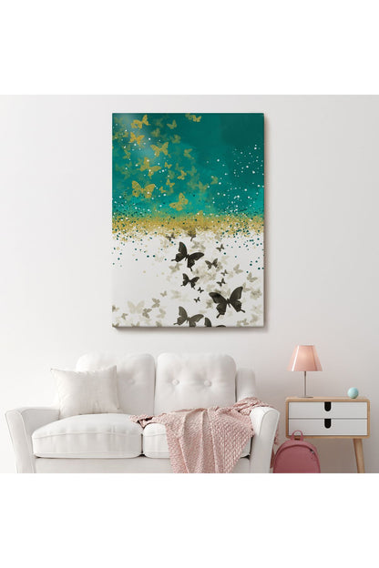 Altın ve Siyah Kelebekler Duvar Tablosu-6009