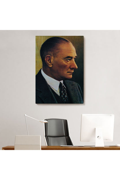 Atatürk Portre Tablosu Mustafa Kemal Atatürk Dikdörtgen Dekoratif Kanvas Tablo-DH-85