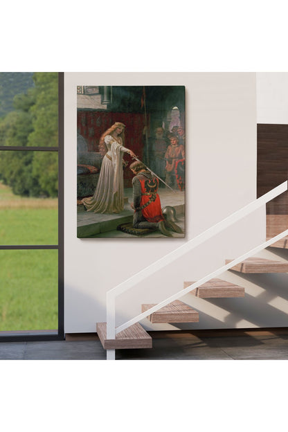 Edmund Leighton The Accolade Dekoratif Duvar Tablosu-6130