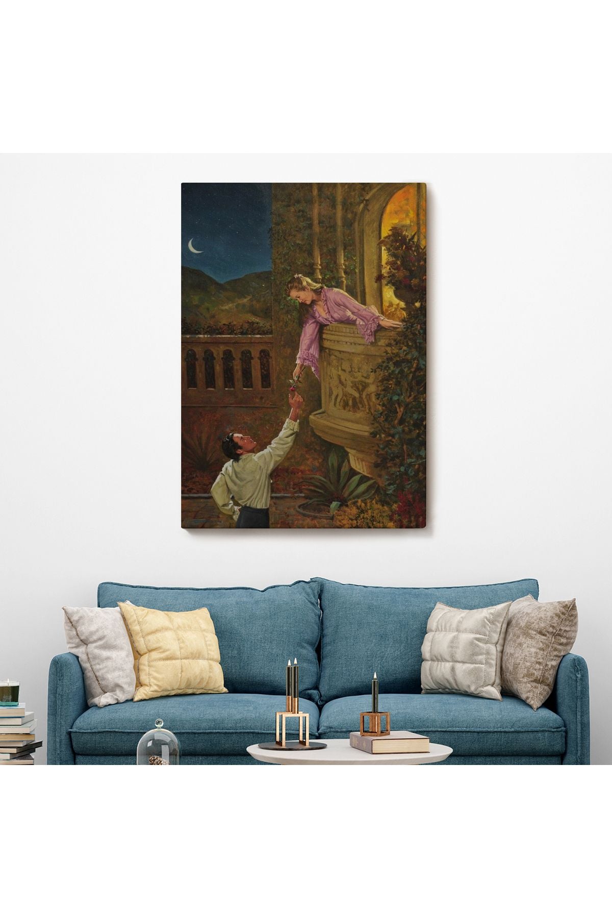 Sevgilisine Çiçek Veren Kadın Duvar Tablosu-6241