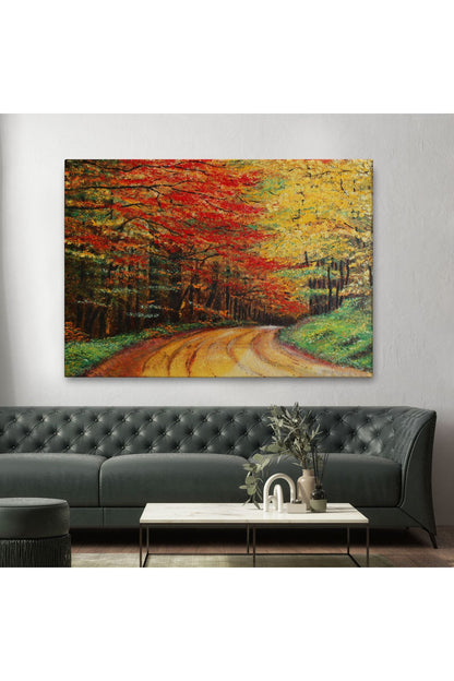 Orman Yolu Yağlıboya Görünüm Dekoratif Kanvas Duvar Tablosu-3764
