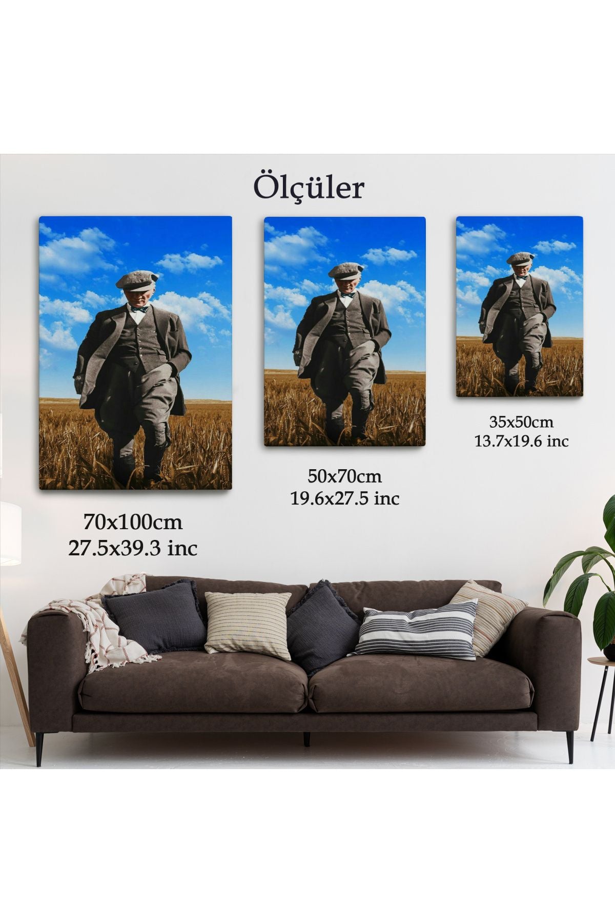 Atatürk Portre Tablosu Mustafa Kemal Atatürk Dikdörtgen Dekoratif Kanvas Tablo-fe-129