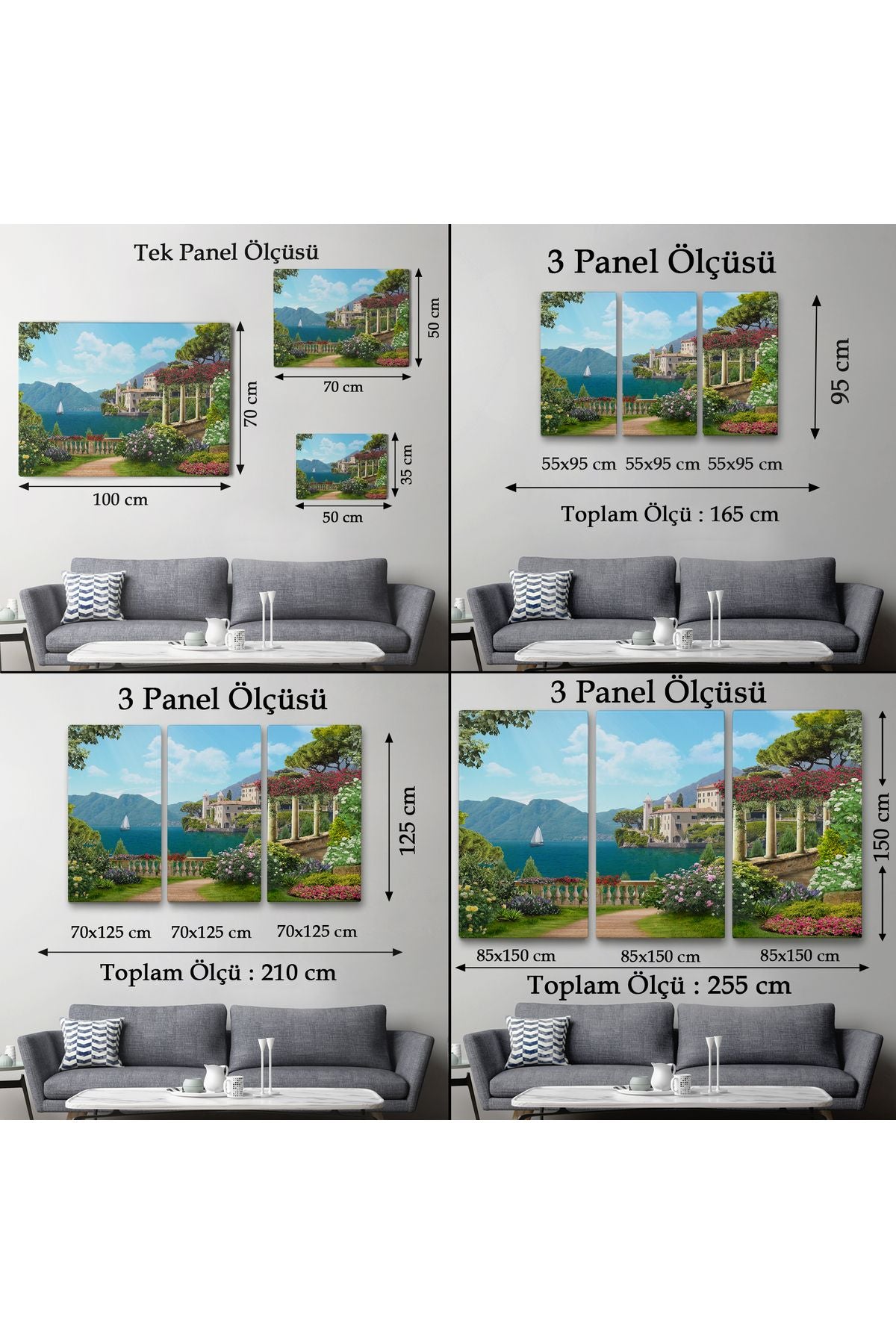 İtalya Deniz Manzaralı Yağlıboya Görünüm Dekoratif Kanvas Duvar Tablosu-3576