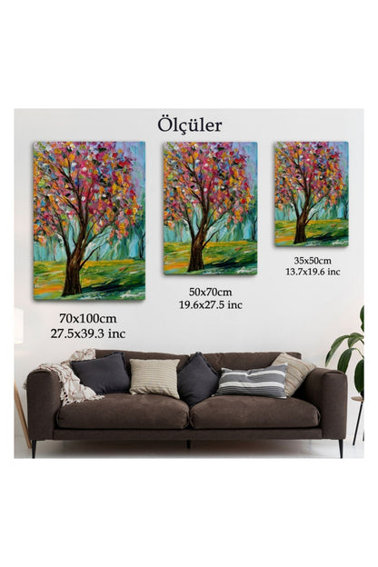 Kanvas Tablo, Duvar Dekoru, Bahar Ağacı Renkli 6144 BUNGKNV