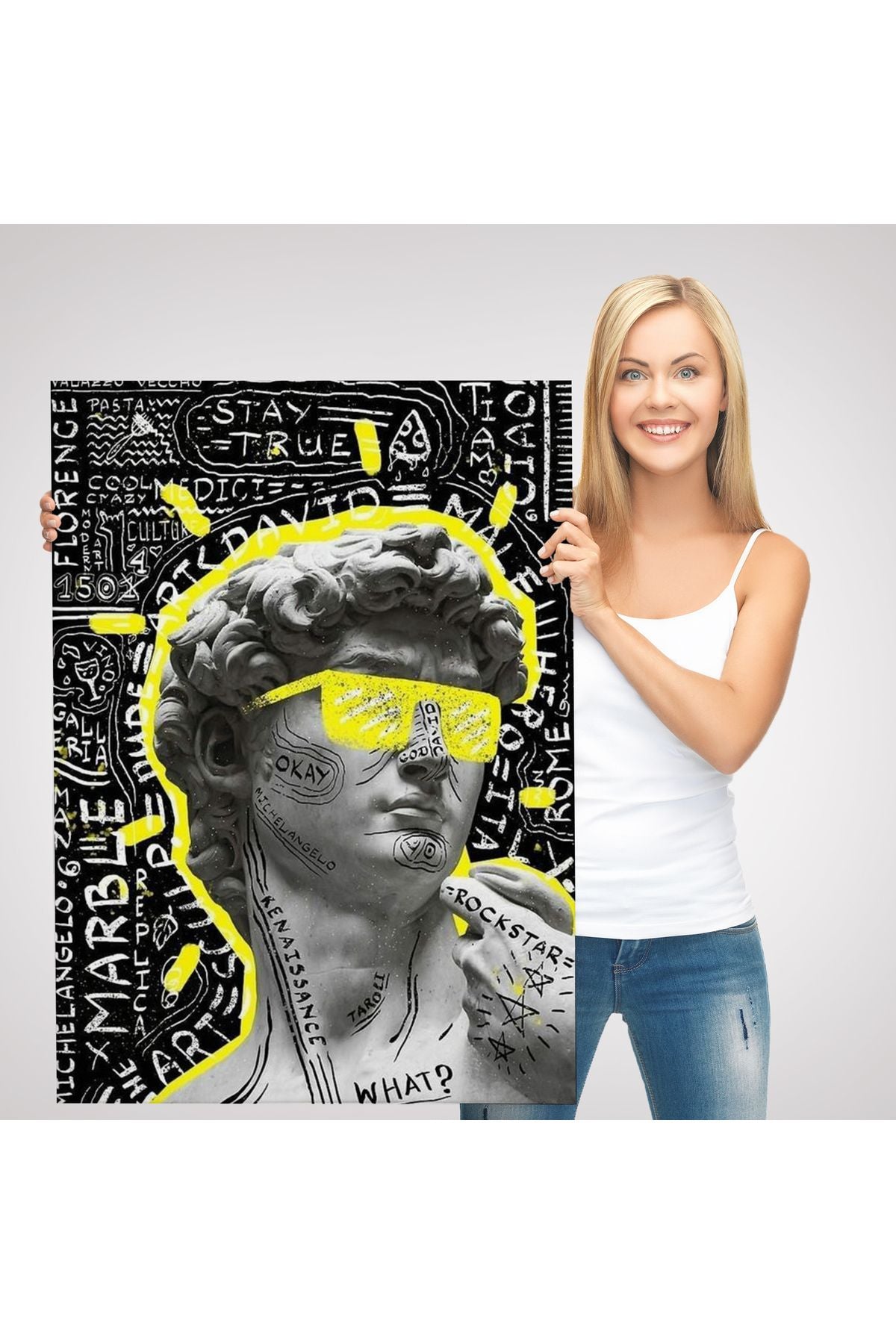 Michelangelo Buonarroti Davud Pop Art Tablosu-6376