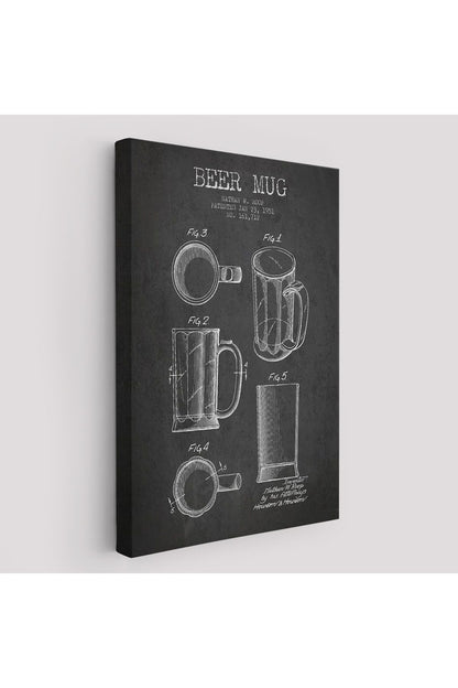 1951 tarihli Bira Bardağı Patent Çizimi Dekoratif Kanvas Duvar Tablosu-5213