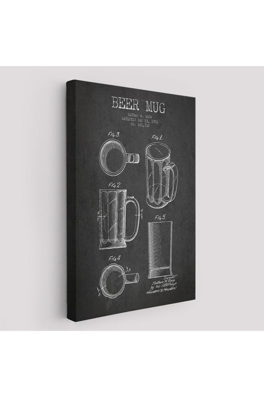 1951 tarihli Bira Bardağı Patent Çizimi Dekoratif Kanvas Duvar Tablosu-5213