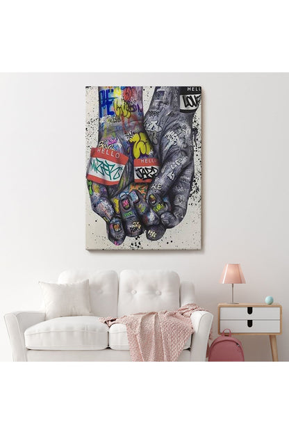 Banksy Tarzı Kanvas Duvar Sanatı, Graffiti El Duvar Posteri Kanvas Tablo-5311