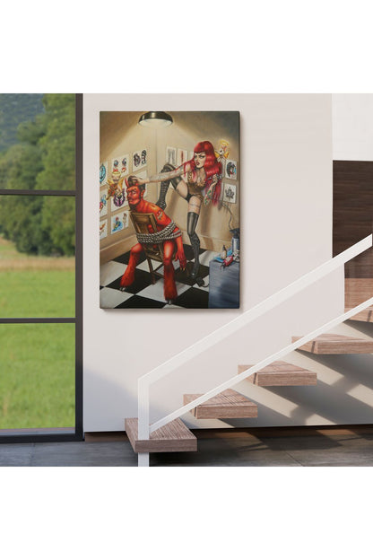 Şeytanı Yakalayan Dövmeci Kız Duvar Tablosu-6285