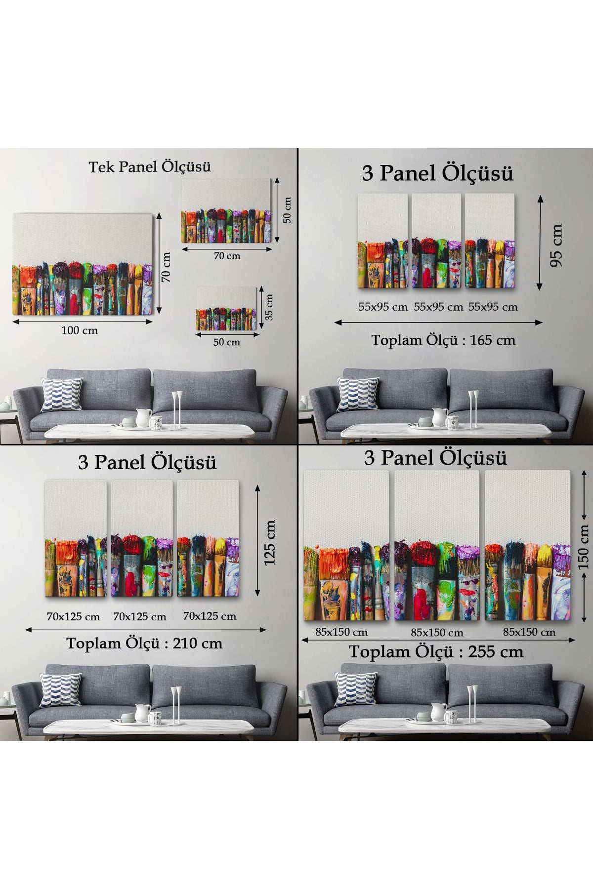 Sanatsal Tuval Üzerinde Renkli Yağlı Boya Sanatçı Fırçaları Tablo-1199