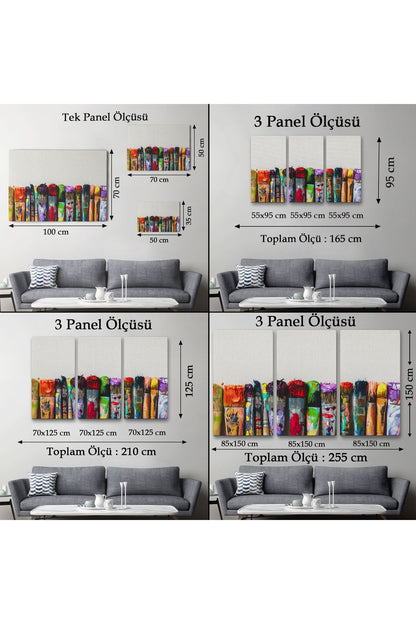 Sanatsal Tuval Üzerinde Renkli Yağlı Boya Sanatçı Fırçaları Tablo-1199