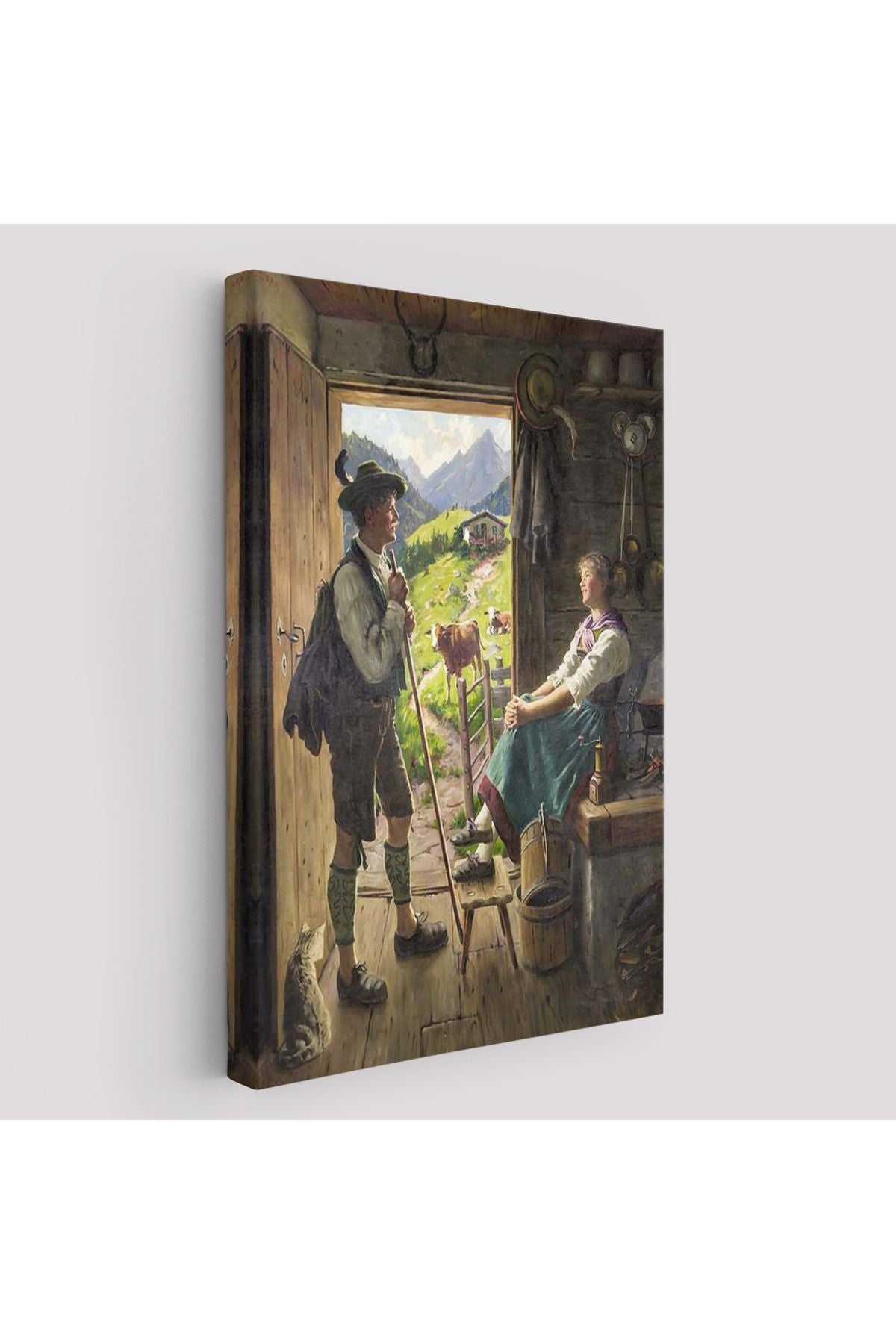 Isviçre Alplerindeki Aşıklar Dekoratif Duvar Tablosu-6164
