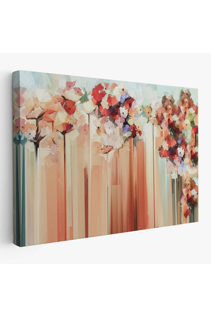 YB HG Soyut Çiçekler Yağlıboya Görünüm Dekoratif Kanvas Duvar Tablosu-3540
