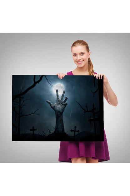 Cadılar Bayramı Mezarlık Diriliş El Duvar Tablosu-5192