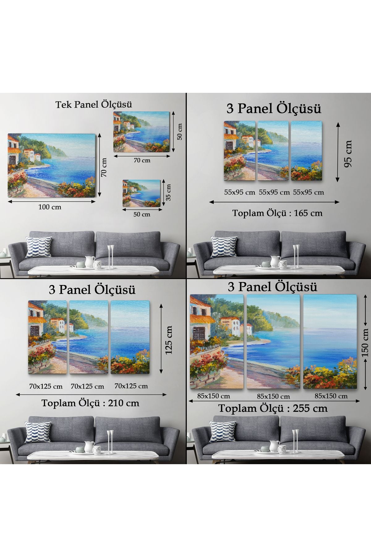 Deniz Manzarası Yağlıboya Görünüm Dekoratif Kanvas Duvar Tablosu-3458