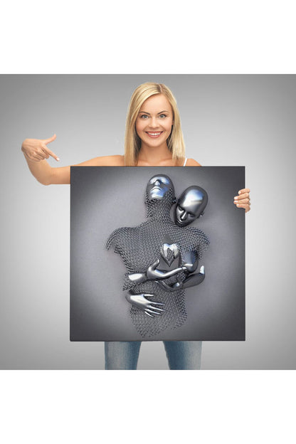 Modern Duvar Dekoru, Romantik Beden, Aşk Sanatı, 3D Efektli Gümüş Kanvas Tablo-5358