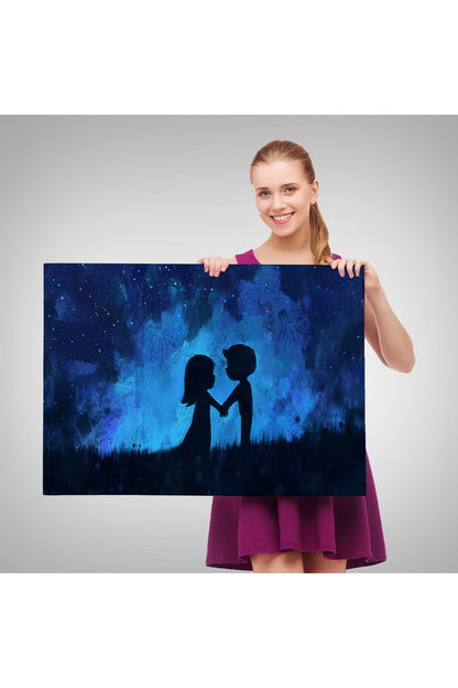 Ay Işığındakı Küçük Aşıklar Dekoratif Duvar Tablosu-3486