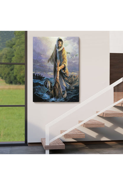 İsa Peteri Kurtarıyor Tablo, Hırıstıyan Hediyesi, Jesus Saving Peter-6092
