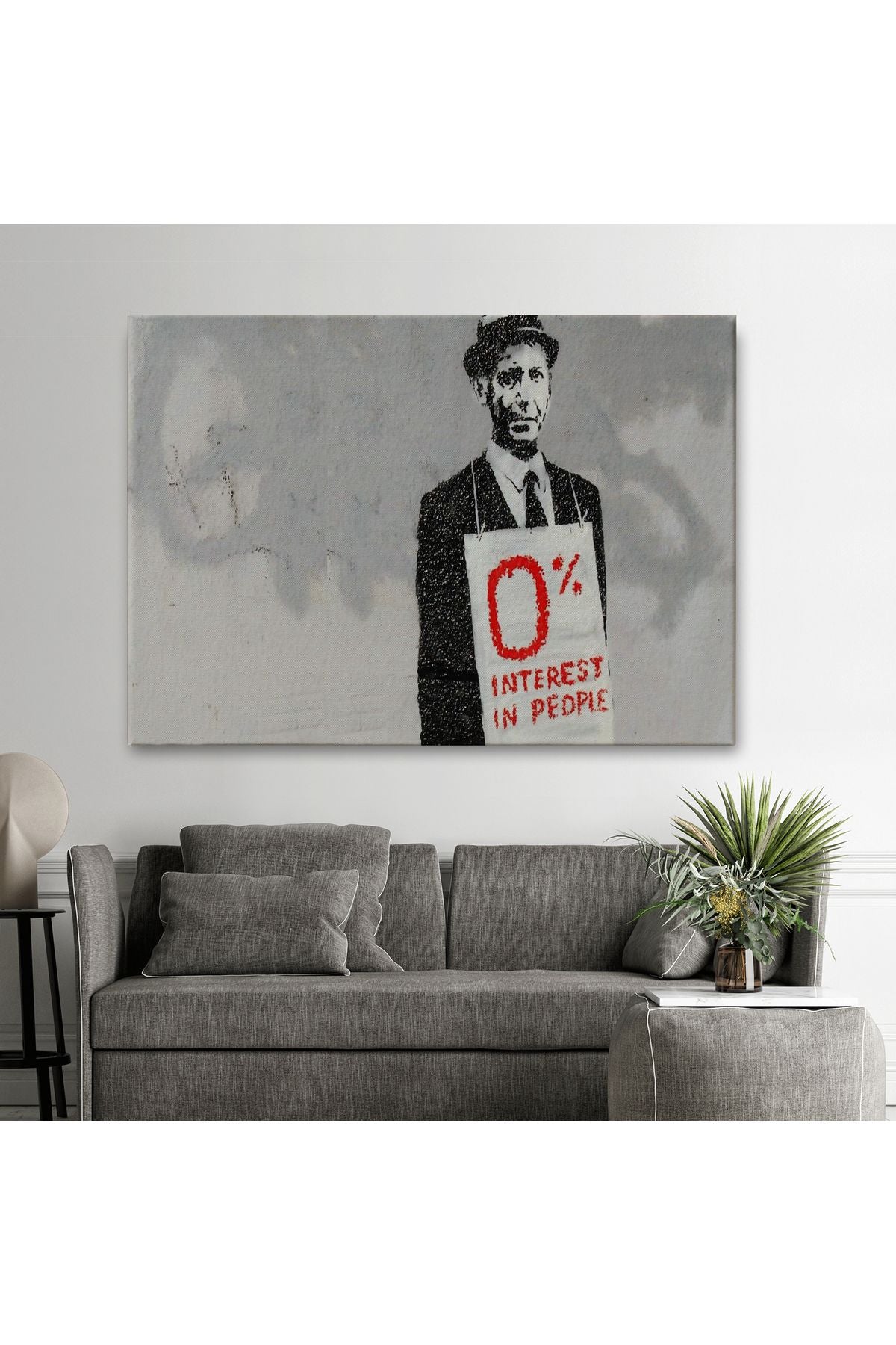 Banksy % 0 Faiz Oranı İsimli Çalışması Kanvas Tablo / % 0 Interest In People-5110