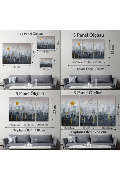 Modern Şehir Manzarasının Silueti Kanvas Tablo-5038