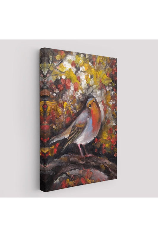 SZ KVS1-Dekoratif Duvar Tablosu-İngiliz Kırmızı Robin Kuşu Kanvas Tablo 6002