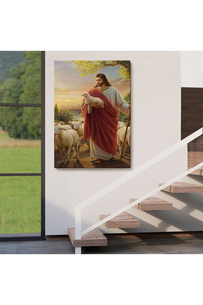 İsa Kuzu ile İsa Mesih Kayıp Kuzu Kanvas Tablo, Kilise Duvar Sanatı Süslemeleri-5218