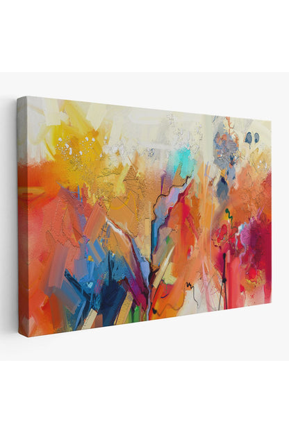 Fırça Darbeli Soyut Yağlıboya Görünüm Dekoratif Kanvas Duvar Tablosu-3582