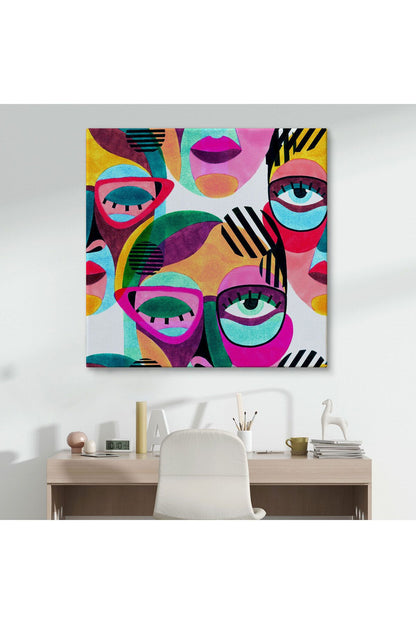 Modern Soyut Tarzda Gözlüklü Kadın Portresi Dekoratif Kanvas Duvar Tablosu-5841