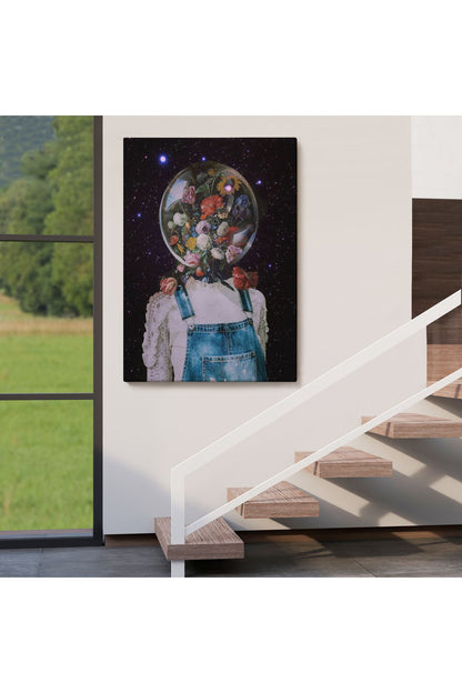 Çiçek Kafalı Kız Çocuğu Dekoratif Duvar Tablosu-6114