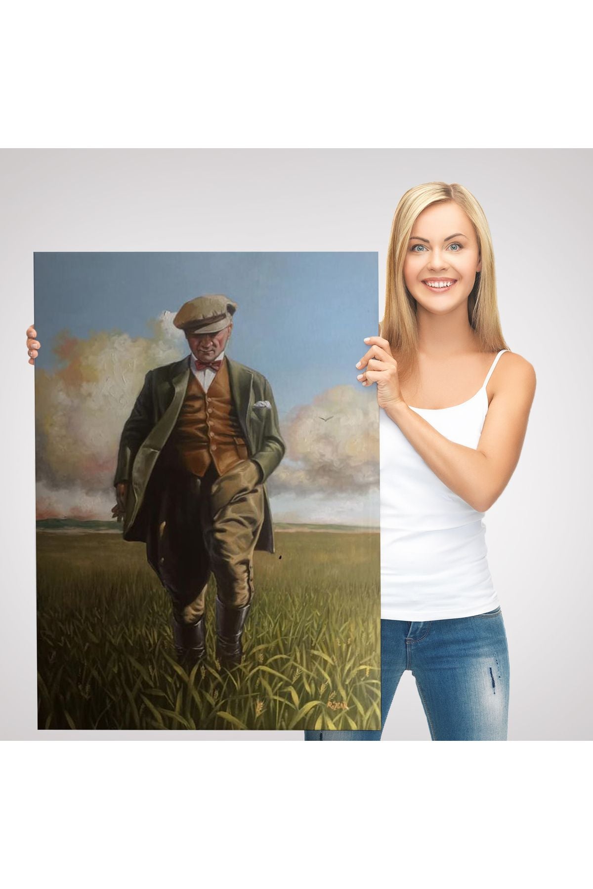 Tarlada Yürüyen Mustafa Kemal Atatürk Duvar Tablosu-6132