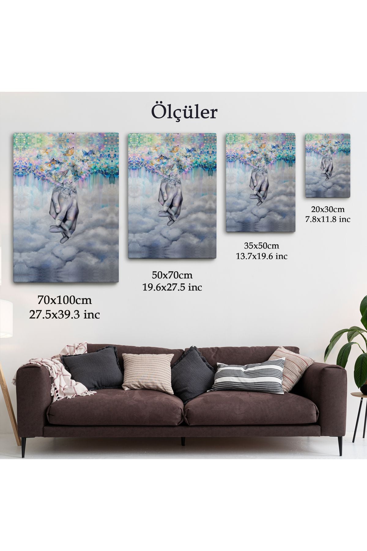 Sürrealist Kadın Ve Erkek Elleri Yağlıboya Görünüm Dekoratif Kanvas Duvar Tablosu-5951