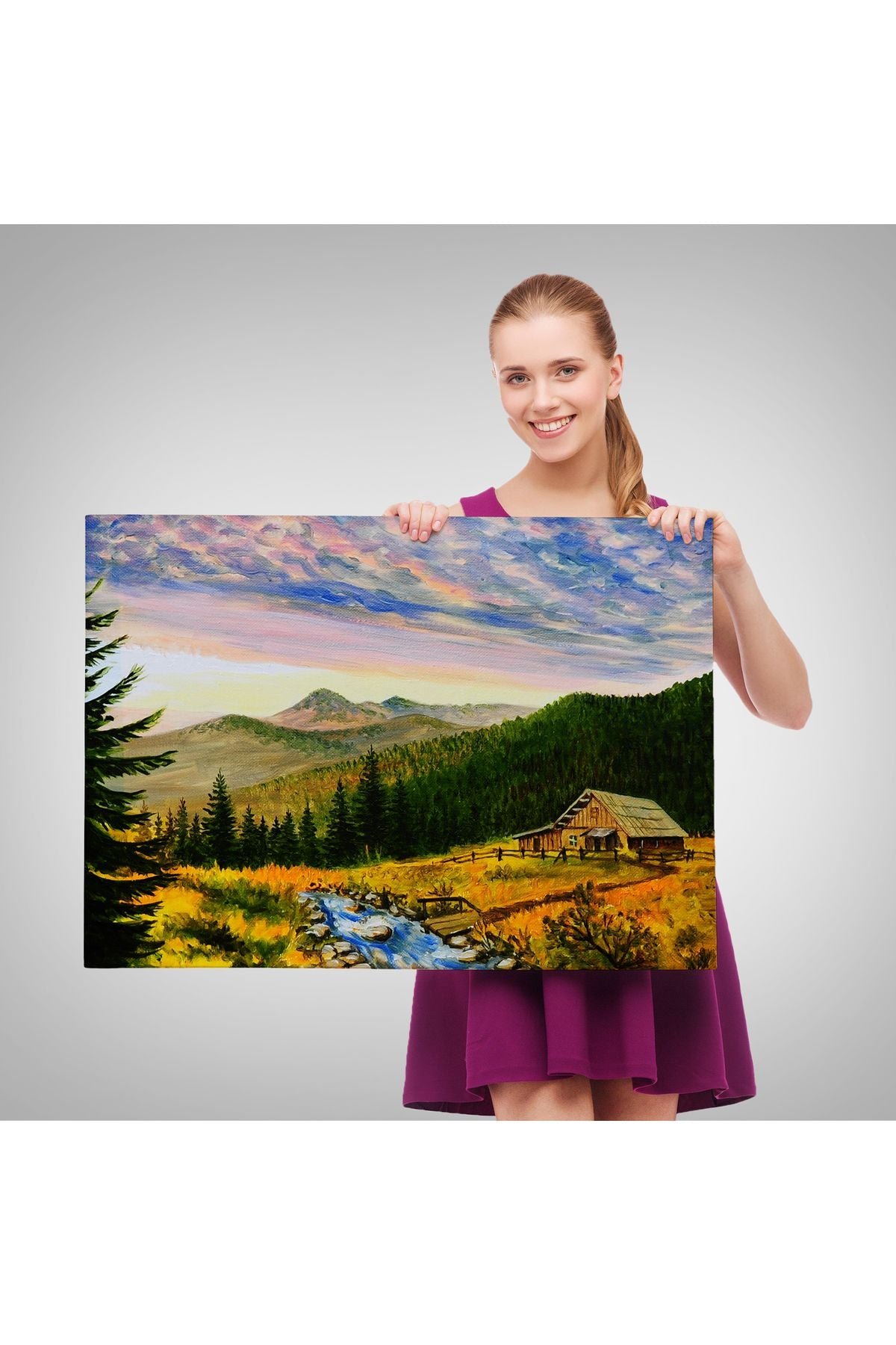 Ukrayna Köy Evi Manzarasİ Dekoratf Duvar Tablosu-3481