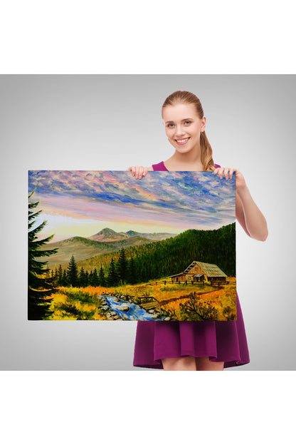 Ukrayna Köy Evi Manzarasİ Dekoratf Duvar Tablosu-3481