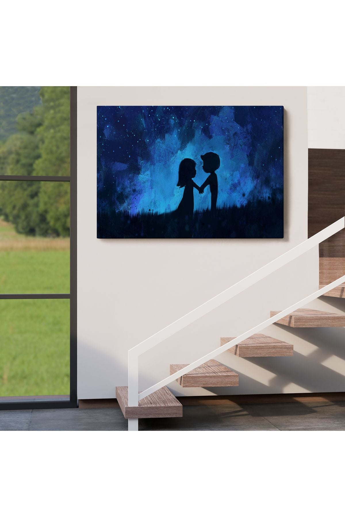 Ay Işığındakı Küçük Aşıklar Dekoratif Duvar Tablosu-3486