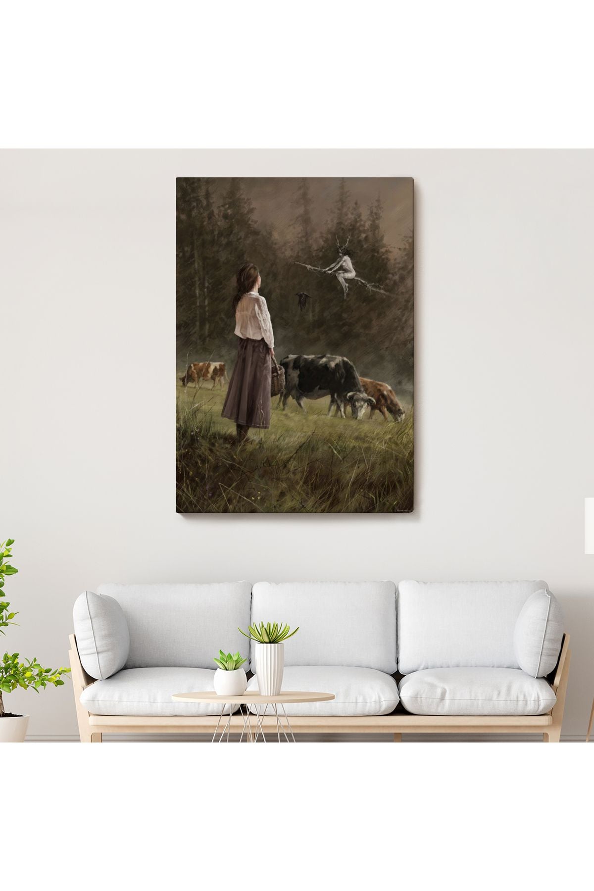 Süpürgeli Cadıya Özenen Kız Dekoratif Duvar Tablosu -6185