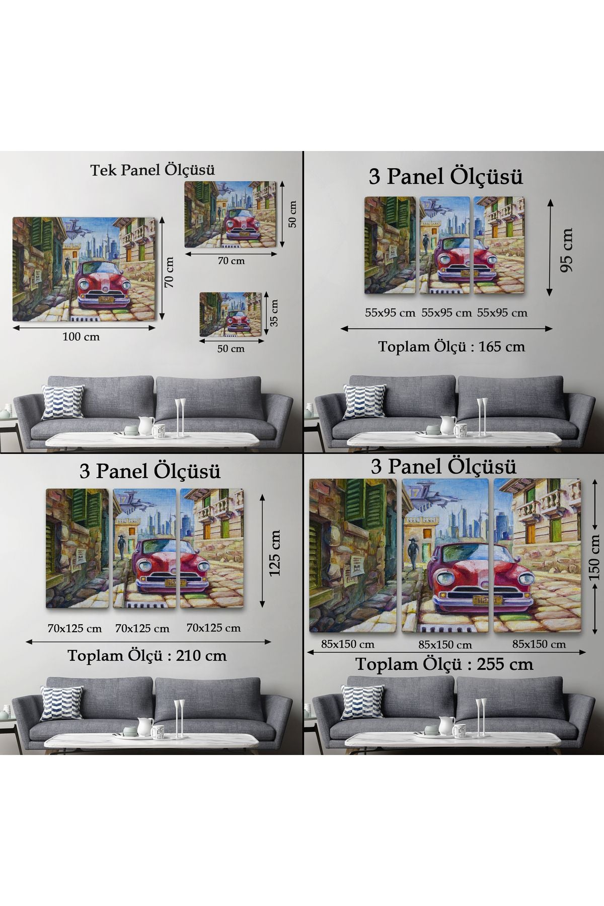 Dekoratif Kanvas Tablo, Duvar Tablosu-Yağlıboya Görünüm Eski Kırmızı Araba 3433