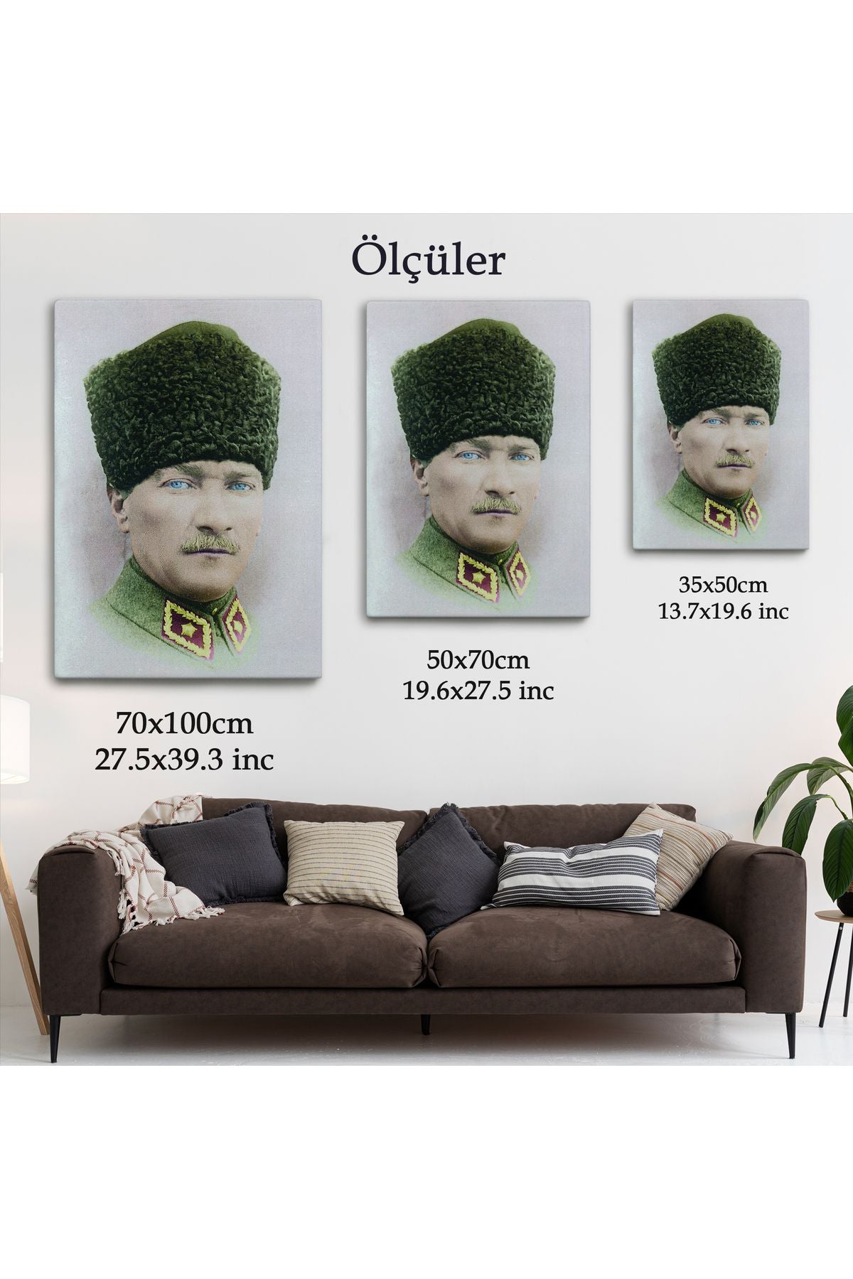 Atatürk Portre Tablosu Mustafa Kemal Atatürk Dikdörtgen Dekoratif Kanvas Tablo-CF-56