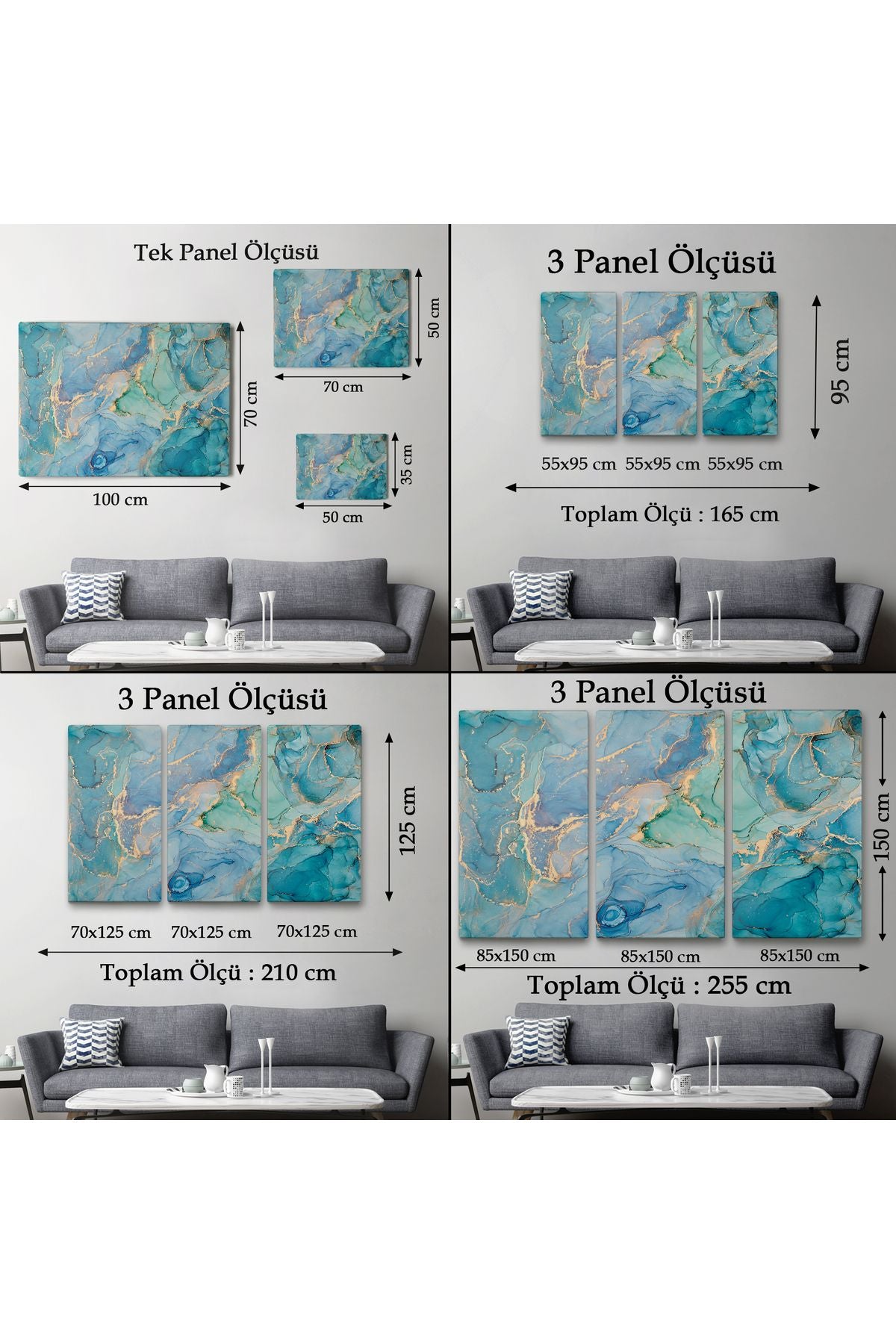 Mürekkep ve Alkol Elementleri ile Mermer Deseni Verilmiş Kanvas Tablo-5050