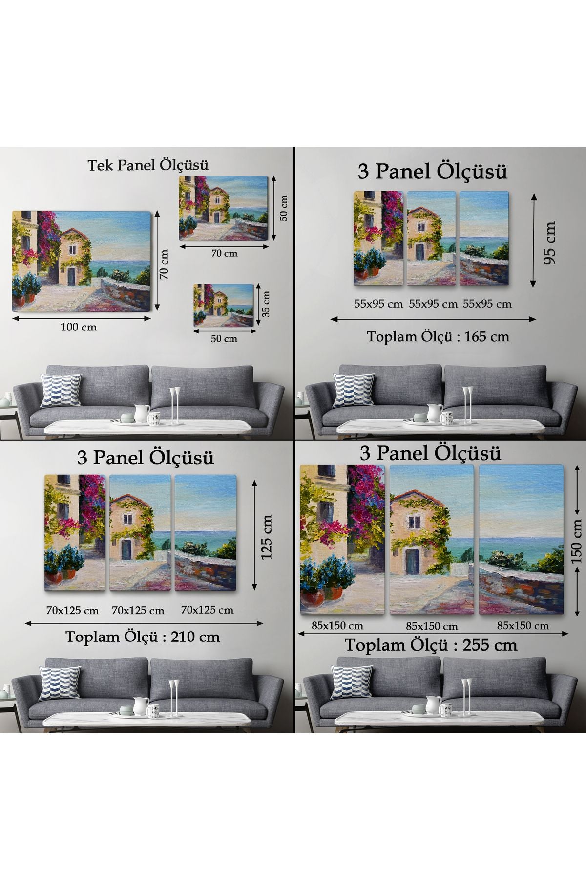 Santorinide Deniz Manzaralı Ev Kanvas Duvar Tablosu-1186