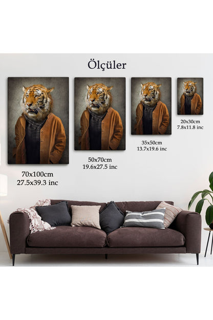 Kaplan Adam Dekoratif Kanvas Duvar Tablosu-5938