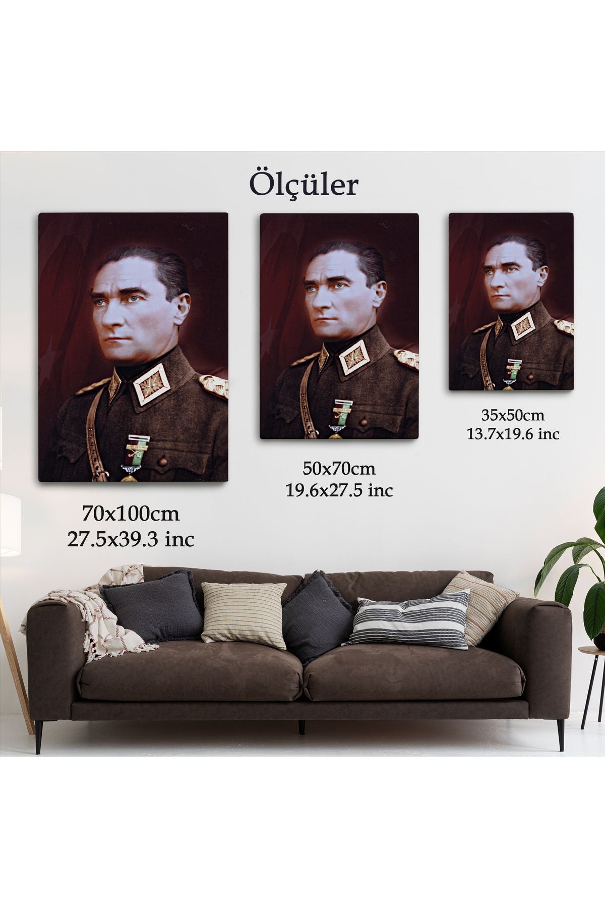 Atatürk Portre Tablosu Mustafa Kemal Atatürk Dikdörtgen Dekoratif Kanvas Tablo-CP-67