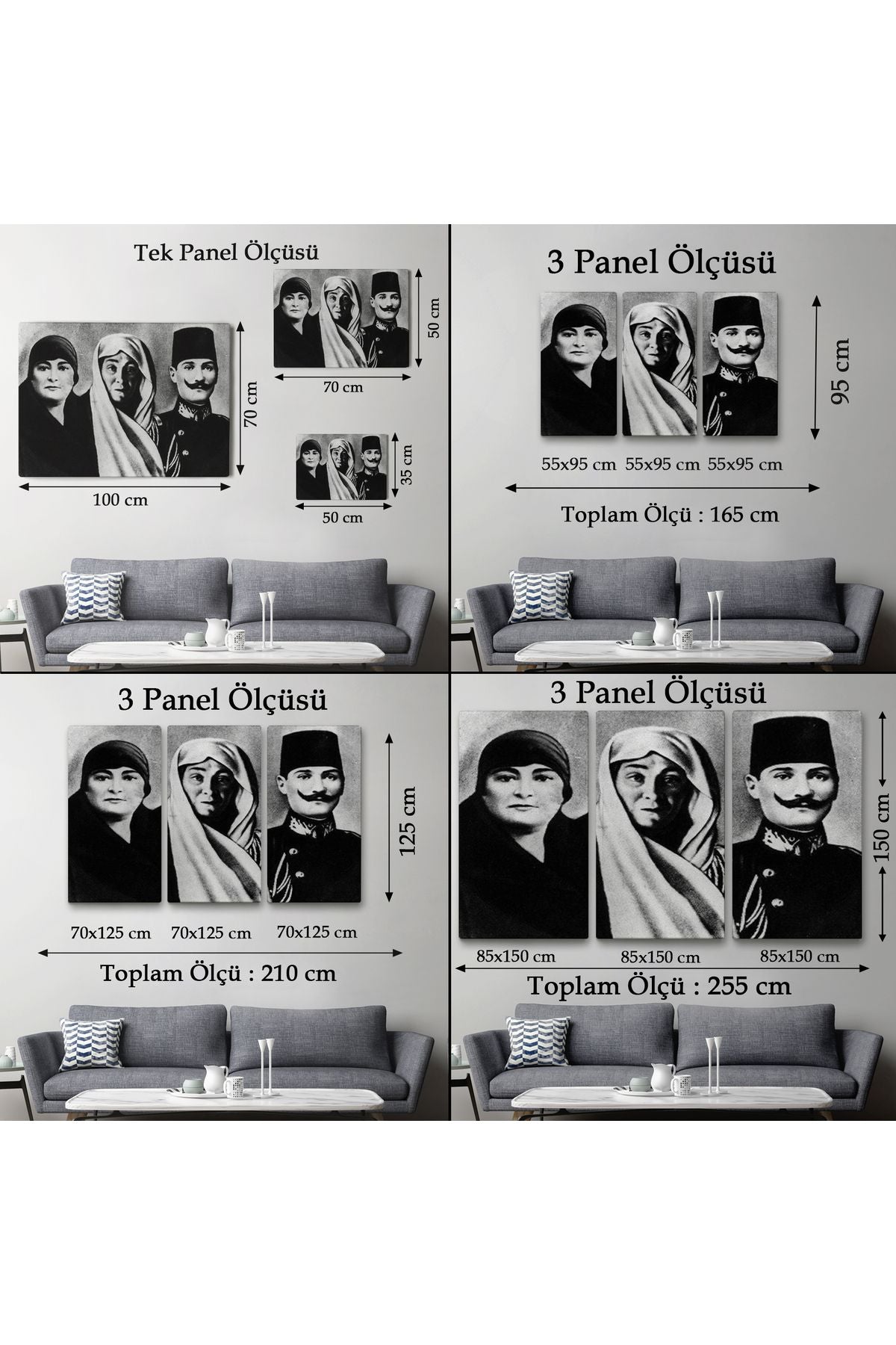 Atatürk Portre Tablosu Mustafa Kemal Atatürk Dikdörtgen Dekoratif Kanvas Tablo-FL-136