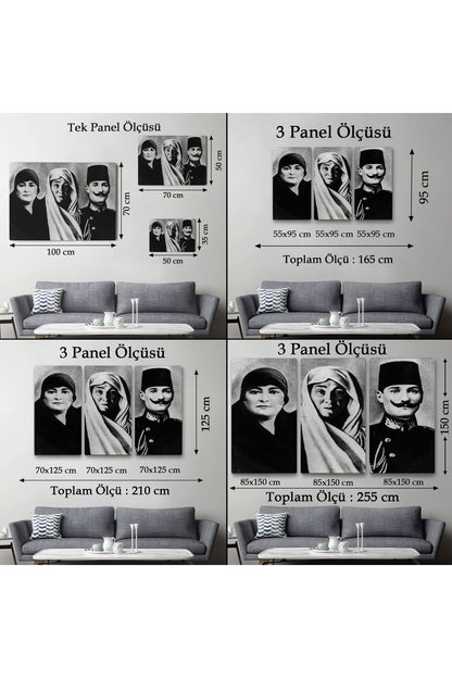 Atatürk Portre Tablosu Mustafa Kemal Atatürk Dikdörtgen Dekoratif Kanvas Tablo-FL-136