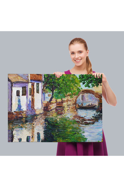 Yağlıboya Kanal Manzarası Dekoratif Kanvas Duvar Tablosu-3765
