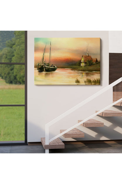 Rusya Köy Balıkçıları Manzara Duvar Tablosu-1229