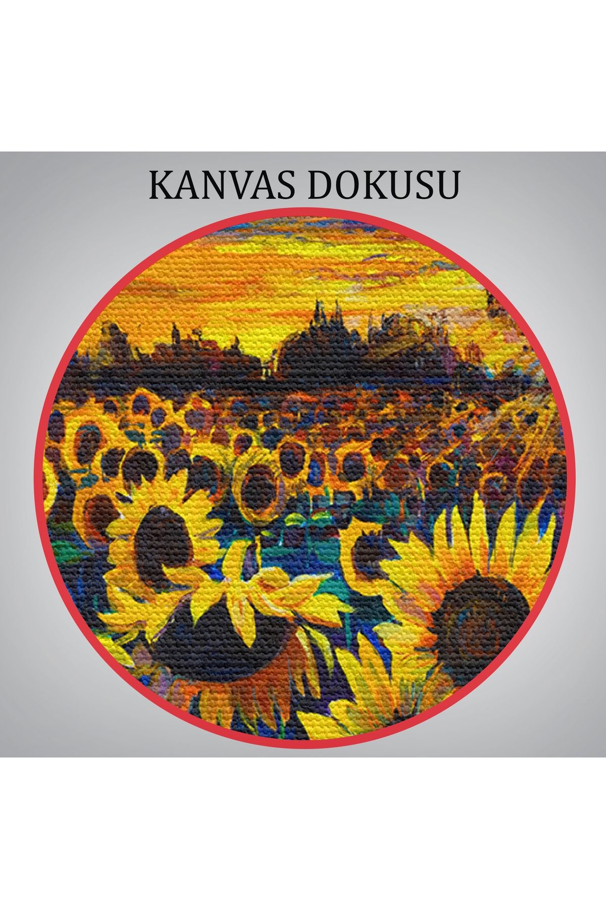 Ayçiçeği Tarlası Yağlıboya Görünüm Dekoratif Kanvas Duvar Tablosu-3751