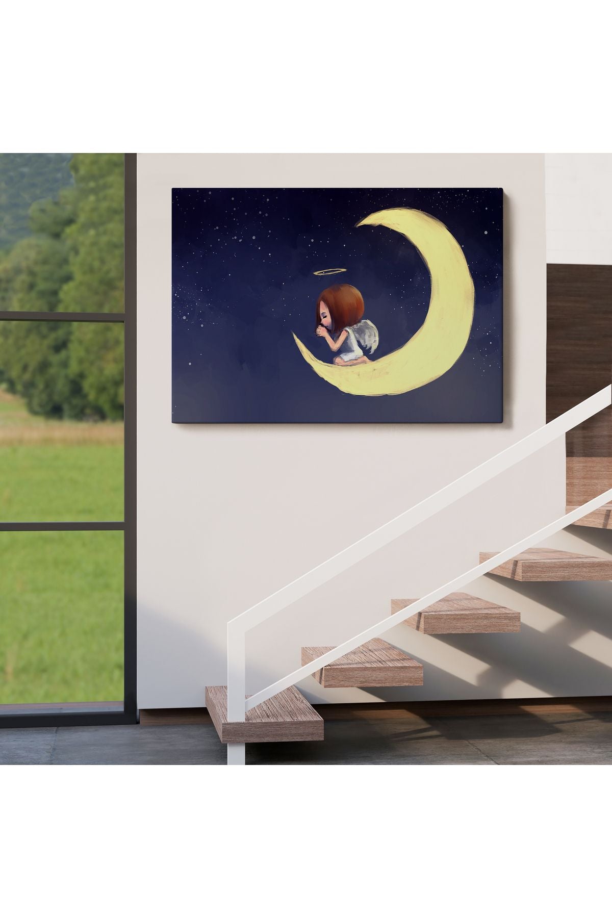 YB HG Ay'da Diz Çöküp Dua Eden Melek Kızın Tablosu-1210