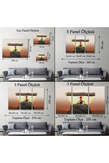 Güçlü Karınca Kanvas Duvar Sanatı, Ağacı Kaldıran Karınca, Motivasyon Tablosu-5397